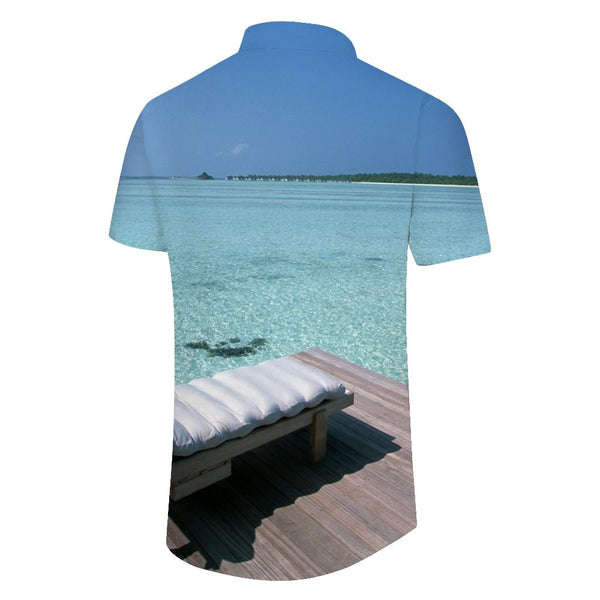 
Maldives Islands Men's Cuban Collar Shirt Casual Button Shirt Short Sleeve Holiday Beachwear
                