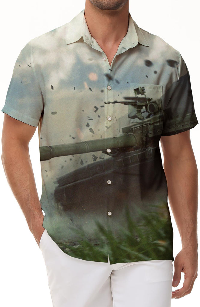 Myanmar Military Tank Mens Hawaiian Shirt Army Short Sleeve Button Shirt Mens Hawaiian Shirt Collection