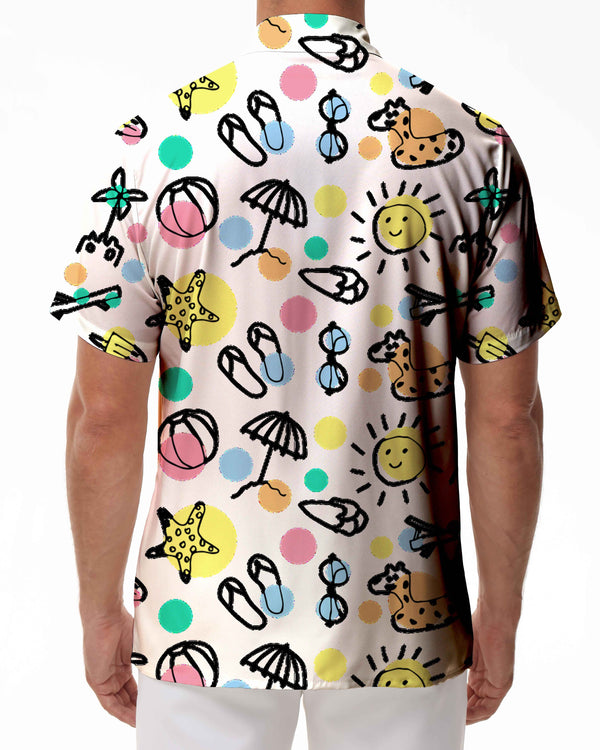 
Summer vacation seaside fun Hawaiian button-down lapel cartoon pattern men's shirt
                