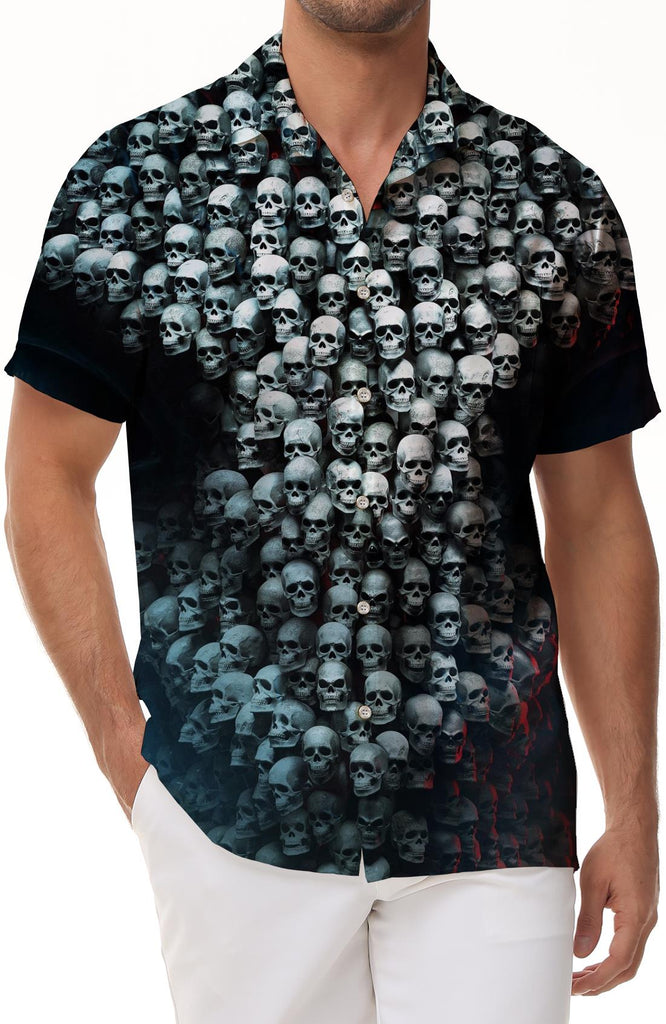 Horror Hawaiian Shirt 3d Skull Print Mens Fashion Casual Button Shirt Beach Shirt Clothing Beach Party