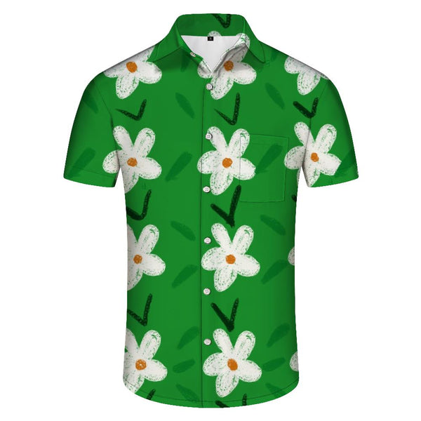 
Green Art Floral Men's Casual Hawaiian Shirt Fun Fashion Tropical Vacation Beach Shirt Men
                