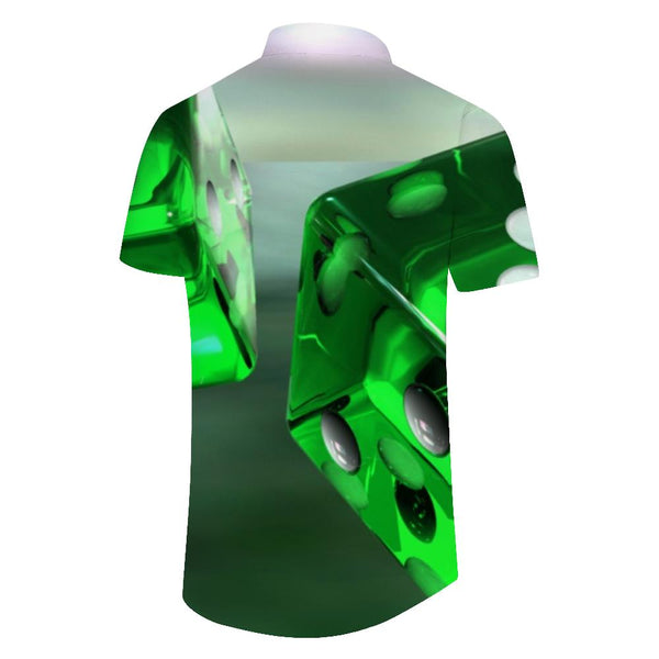 
Cool Green Casino Dice Art Mens Casual Short Sleeve Button Lapel Hawaiian Shirt Beach Top
                