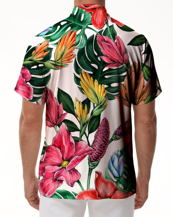 
Hawaiian tropical simple atmosphere short sleeve button-down men's casual loose everyday street shirt suitable for summer beach
                