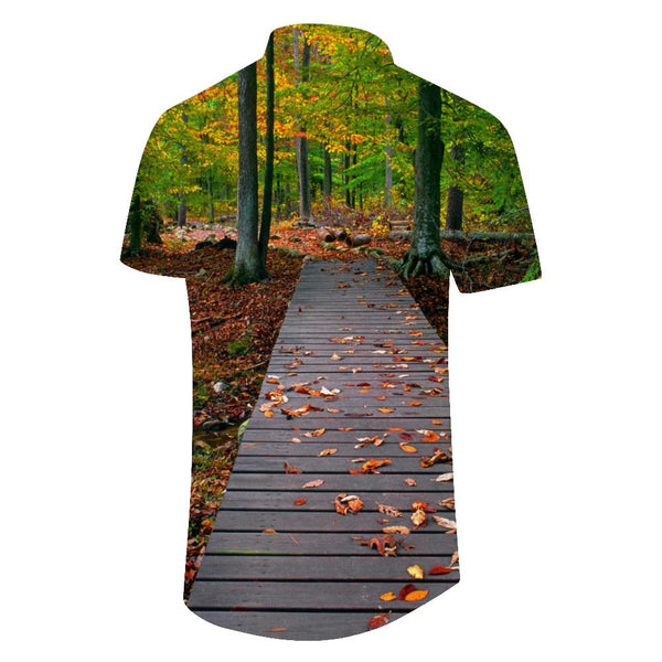
Autumn leaves men's polyester shirt men's short-sleeved shirt button-down casual shirt loose tops vacation
                