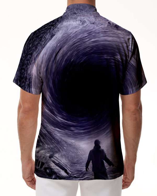 
Purple Black Hole Fashionable Hawaiian Shirt Men's Short Sleeve Digital Printing Comfortable Breathable Men's Casual Shirt
                