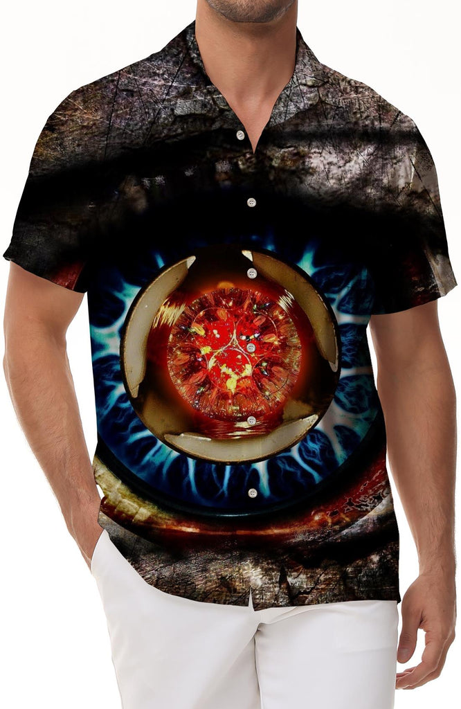 Hawaiian Shirt Men's 3d Pupil Print Shirt Summer Street Shirt Hip Hop Short Sleeve Loose Top Shirt