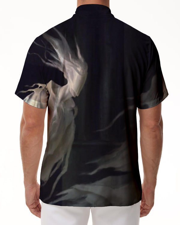 
Tropical Hawaiian Button Lapel Men's Street Shirt Printed Short Sleeve Shirt Abstract Style Black
                