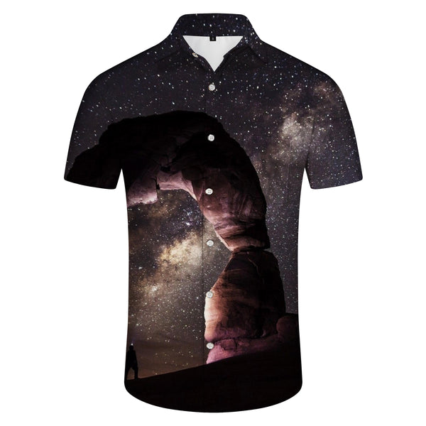 
Crossing star appointment top men's outdoor short-sleeved tropical Hawaiian four seasons atmosphere short-sleeved shirt star sea
                