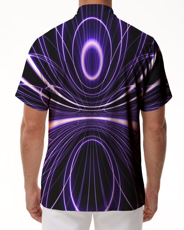 
3D printing pattern personalized cool casual loose men's casual loose regular black purple short-sleeved shirt Hawaiian style
                