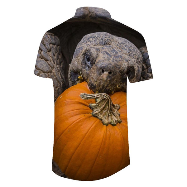 
Printed men's short-sleeved shirt Hawaiian clothing giant thousand-year-old turtle Hawaiian shirt top
                