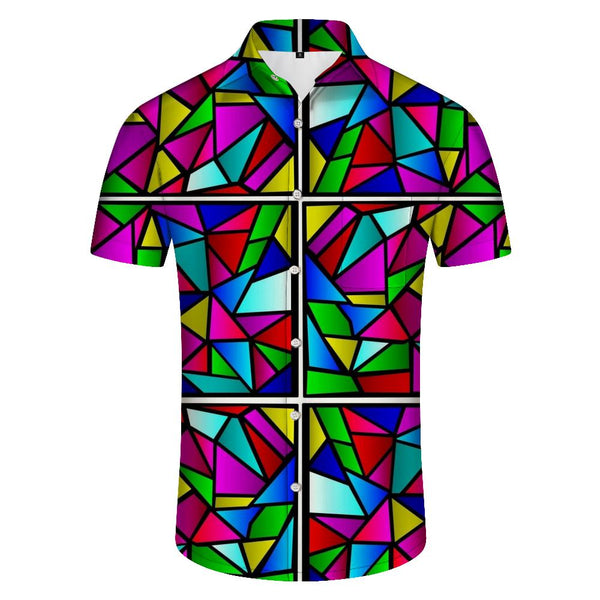 
Shape Color Men's Casual Loose Trendy Men's Hawaiian Shirt Regular Fit Short Sleeve Palm Tree
                