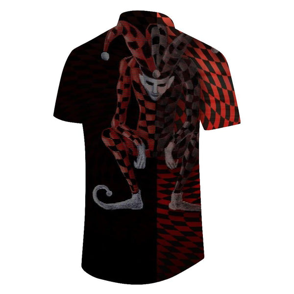 
Playing Card Joker Digital Print Hawaiian Style Summer Style Button Pocket Casual Short Sleeve Men's Shirt
                