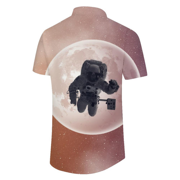 
Lunar Astronaut Space Men's Short Sleeve Shirt Button Collar Shirt with Pockets 3D Digital Printing Hawaiian Button Pocket Lapel Beach Party
                