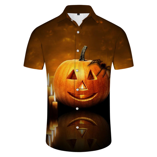 
Novelty Pumpkin Head Shirt Halloween Shirt Men's Hawaiian Shirt Short Sleeve
                