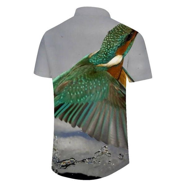 
Green festive bird animal men's casual loose street Hawaiian tropical four seasons shirt short sleeve button
                