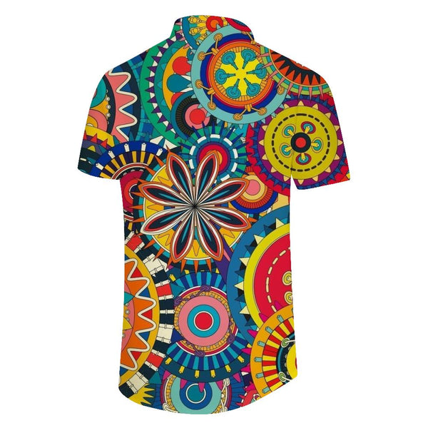 
Ethnic Retro Pattern Floral Print Hawaiian Shirt Men Loose 100% Polyester Fabric Breathable Fashion
                