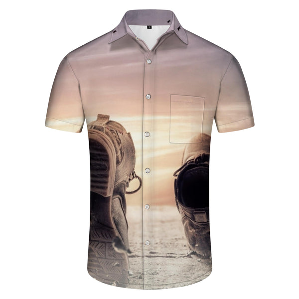 
Shoes pattern retro style men's shirt button-down summer casual short sleeve tops suitable for beach sand everyday street
                