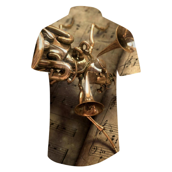 
Yellow trombone music sheet music shirt men's Hawaiian shirt 3D shirt men's Hawaiian shirt short sleeve
                