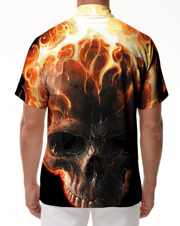 
Skull Short Sleeve Fashion Retro Punisher Skull Print Short Sleeve Summer Regular Button Casual Beach Shirt Tops
                