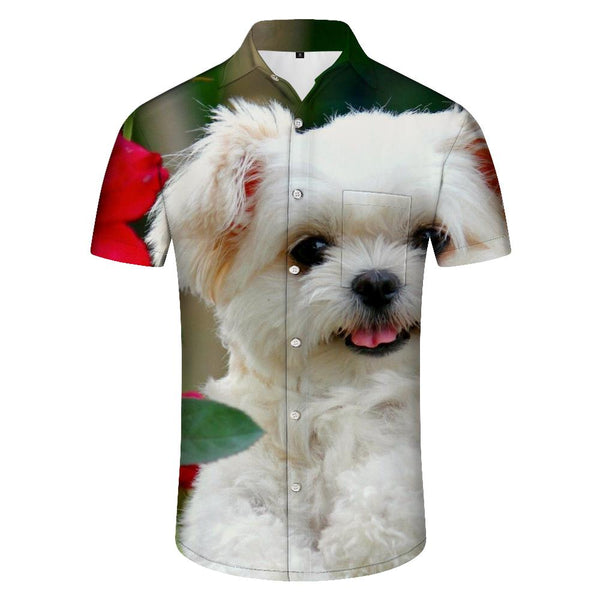 
Dog Animal Tropical Hawaiian Button Lapel Style Casual Loose Men's Summer Vacation Seaside Beach Tops
                