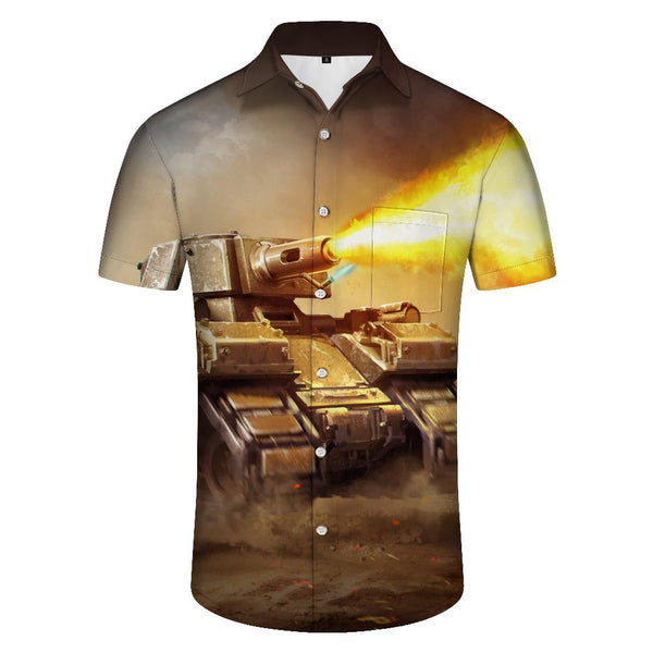 
Tank Spitfire Hawaiian Tropical All Seasons Button Casual Short Sleeve Men's Beach Shirt
                