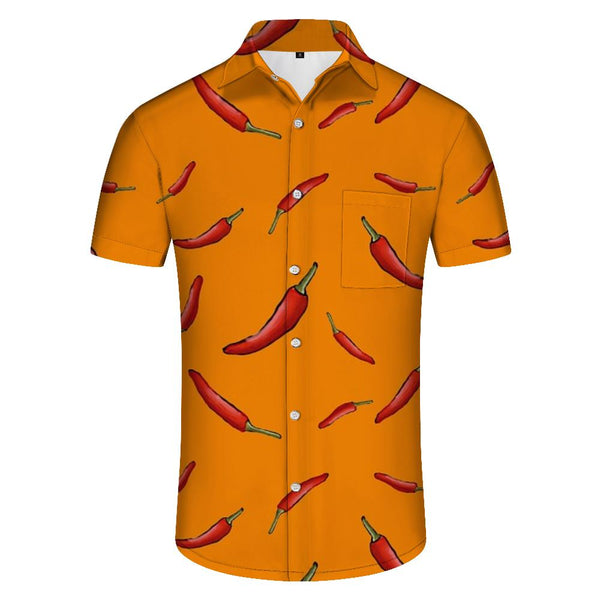 
Pepper button-down lapel men's Hawaiian shirt for daily travel, seaside vacation and party short-sleeved shirt
                
