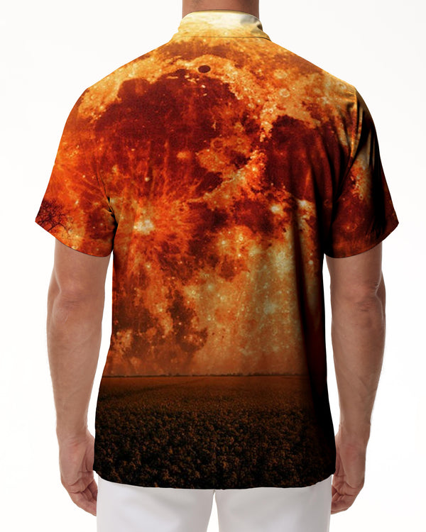 
Mars Planet Casual Short Sleeve Shirt Men's Casual Loose Short Sleeve Button Shirt Summer Hawaiian Shirt
                