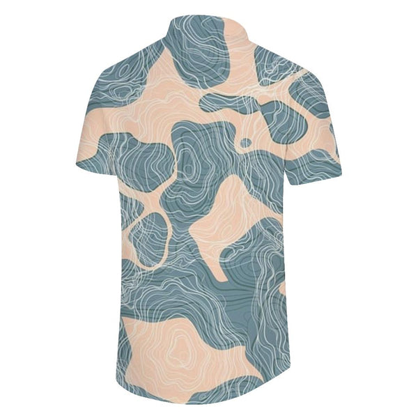 
Abstract Hawaiian style button down regular fit lapel shirt men's stylish casual tops
                