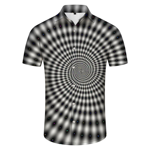 
Wire ball pattern summer men's Hawaiian beach shirt clothing short sleeves printed abstract shirt
                