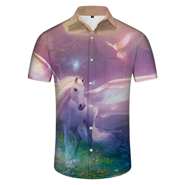 
White Horse Daily Men's Printed Graphic Short Sleeve Regular Casual Lapel Shirt Pocket Hawaiian Outfit
                