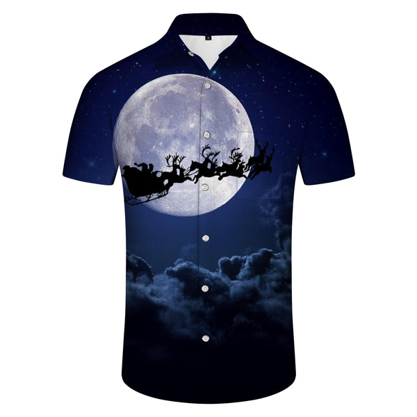 
Santa Claus Christmas men's print shirt casual daily travel summer lapel short sleeve
                