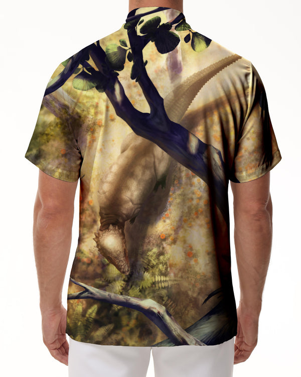 
Short Sleeve Dinosaur Print Shirt Beach Party Outfit Summer Tops Men's Button Lapel Loose Hawaiian Shirt
                