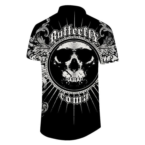 
Special black skull fun cool print short sleeves Hawaiian tropical four seasons fashion trend short sleeves
                