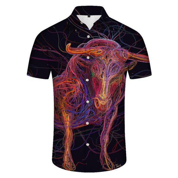 
New Animal Cow 3D Printing Funny Short Sleeve Men's Casual Short Sleeve Lapel Summer Short Sleeve Shirt Fun Cow
                