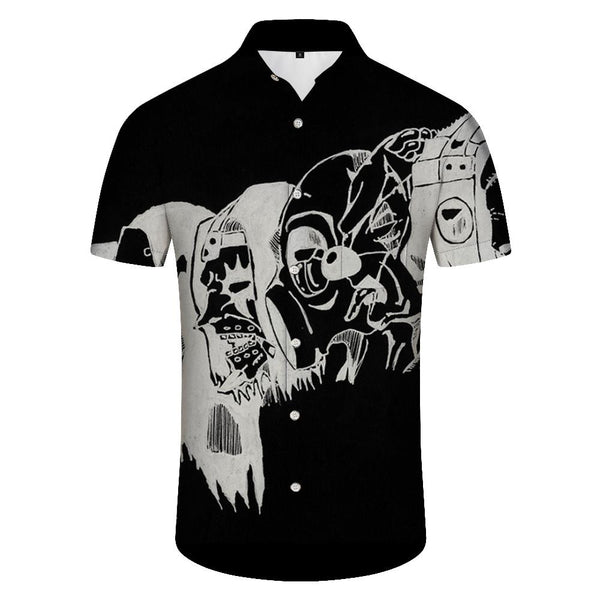 
Skeleton Rocking Fashion Cartoon Cool Men's Long Sleeve Shirt Casual Button Lapel Summer Beach Top
                