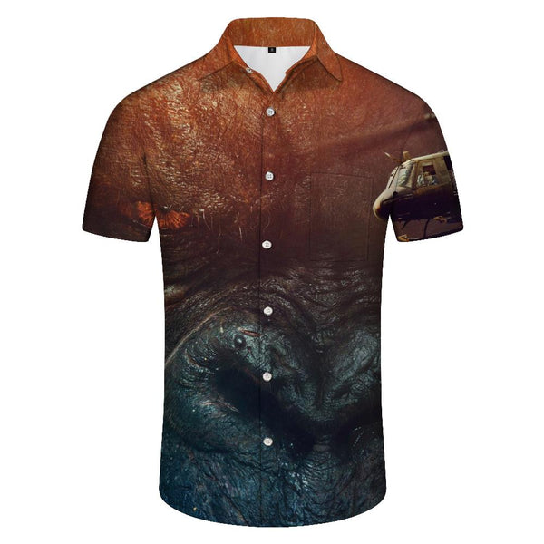 
Fierce Animal Giant Orangutan Printed Pattern Men's Casual Loose Hawaiian Button Lapel Short Sleeve Shirt
                