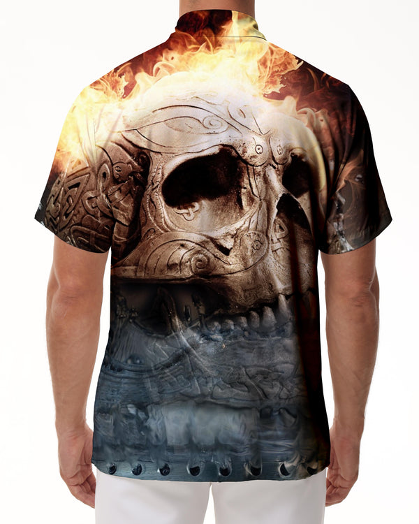 
Skull men's casual loose vacation 3d print casual button shirt Hawaiian cool style tops
                