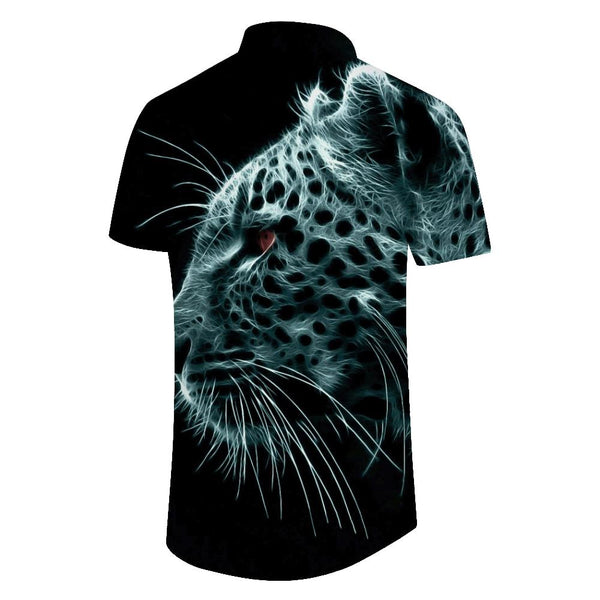 
Tiger Print Fashion Men's Hawaiian Shirt Casual 3D Printed Pattern Summer Loose Short Sleeve Top Trendy Lapel Button Beach Shirt Black
                