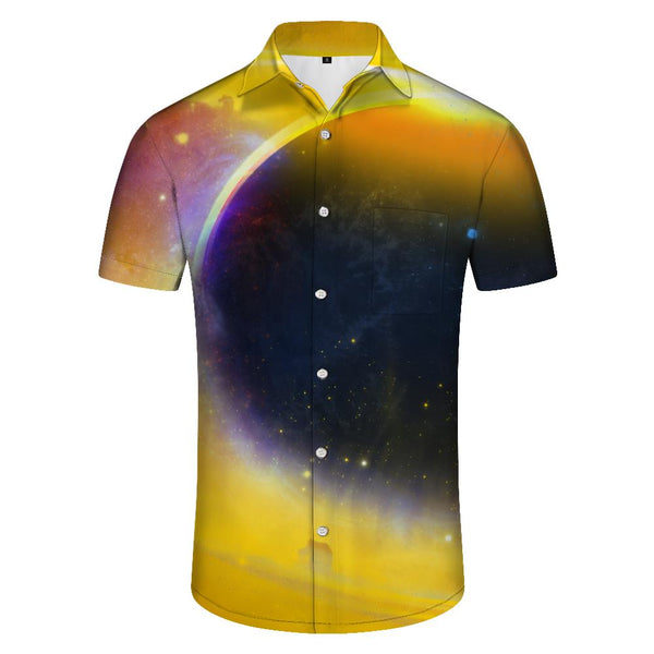 
Trendy Galaxy Outer Space Multicolor Men's Casual Button Shirt Short Sleeve Summer Beach Shirt
                
