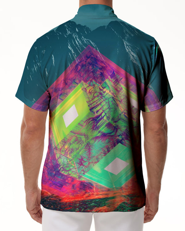 
Square Glowing Geometric Pattern Tropical Beach Shirt Men's Hawaiian Shirt Button Short Sleeve Shirt Geometric
                