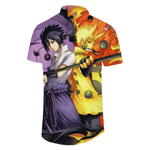 
Japanese cartoon anime color men's Hawaiian tropical four seasons button-down men's casual loose short-sleeved shirt loose tops
                