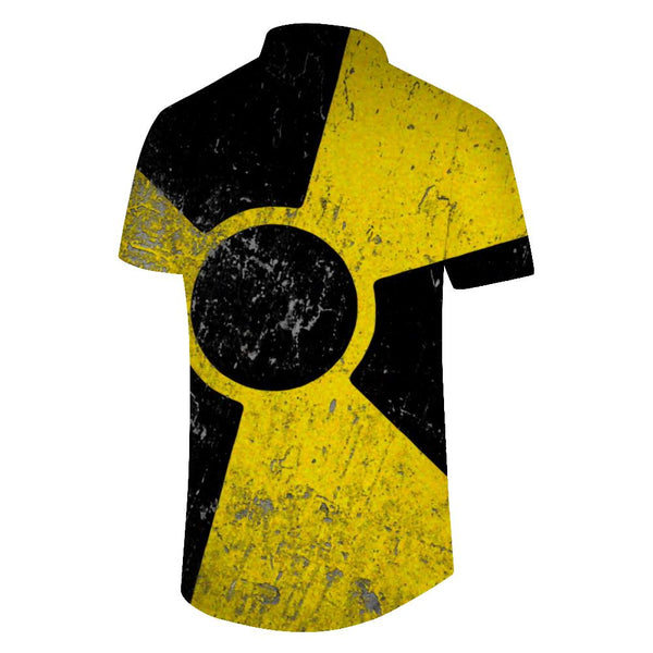 
Summer 3D Printed Nuclear Warning Sign Short Sleeve Nuclear Danger Fashion Short Sleeve Street Casual Personality Lapel Top
                