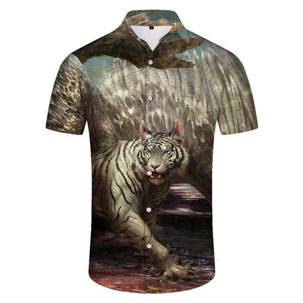 
Majestic Casual Men's Tiger Hawaiian Shirt Loose Short Sleeve Top Street Casual Shirt Polyester
                