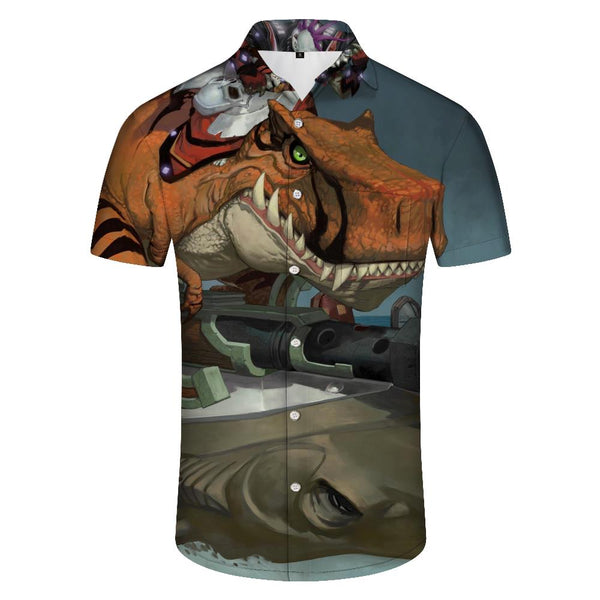 
3D Printed Button Beach Casual Shirt Hawaiian Shirt Tyrannosaurus Rex Dinosaur Men's Loose Short Sleeve Shirt
                