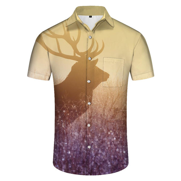 
Deer Silhouette Short Sleeve Beach Shirt Men's Hawaiian Shirt Tropical Vacation Seaside Beach Short Sleeve Shirt Button Lapel Hawaii
                
