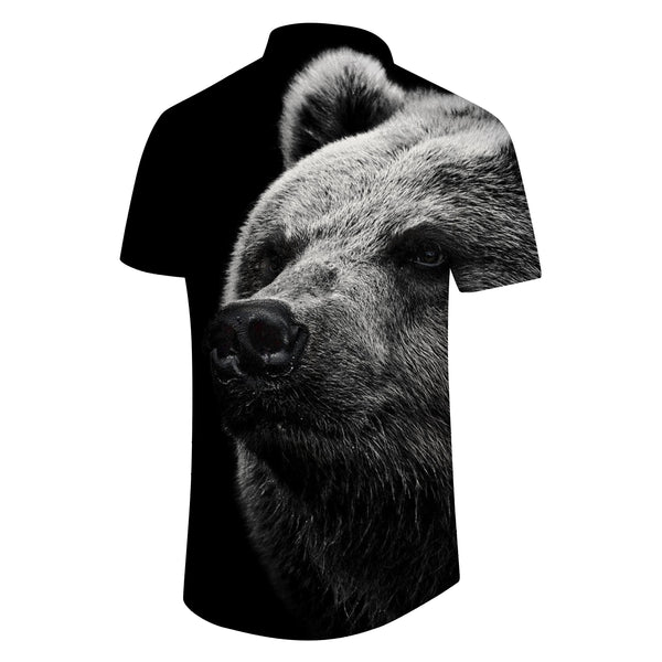 
Furry wild bear black men's button-down shirt short sleeve Hawaiian breathable shirt vacation ocean vacation fashionable
                