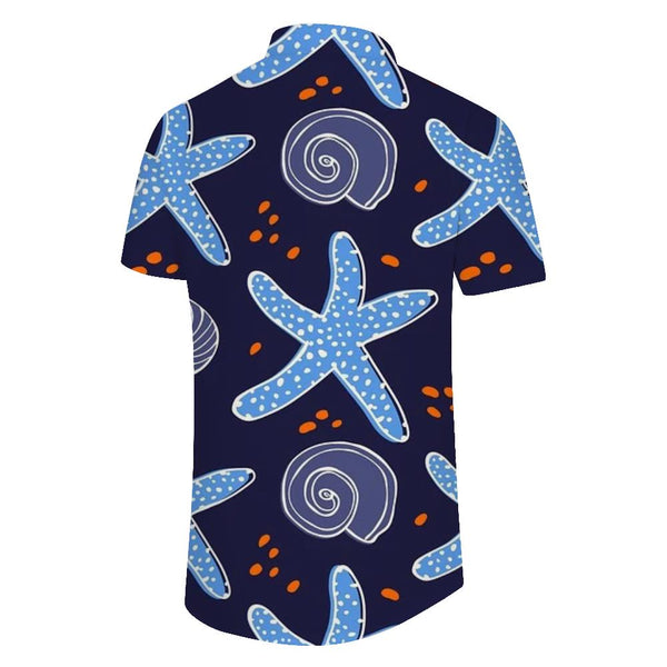
Starfish Hawaiian Shirt Casual Short Sleeve Button Shirt for Men with Pockets and Lapel
                
