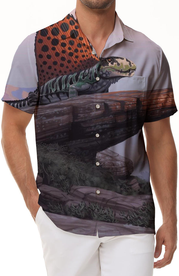 Mutant lizard poisonous Hawaiian tropical fashion short sleeve shirt comfortable breathable short sleeve men's button beach shirt