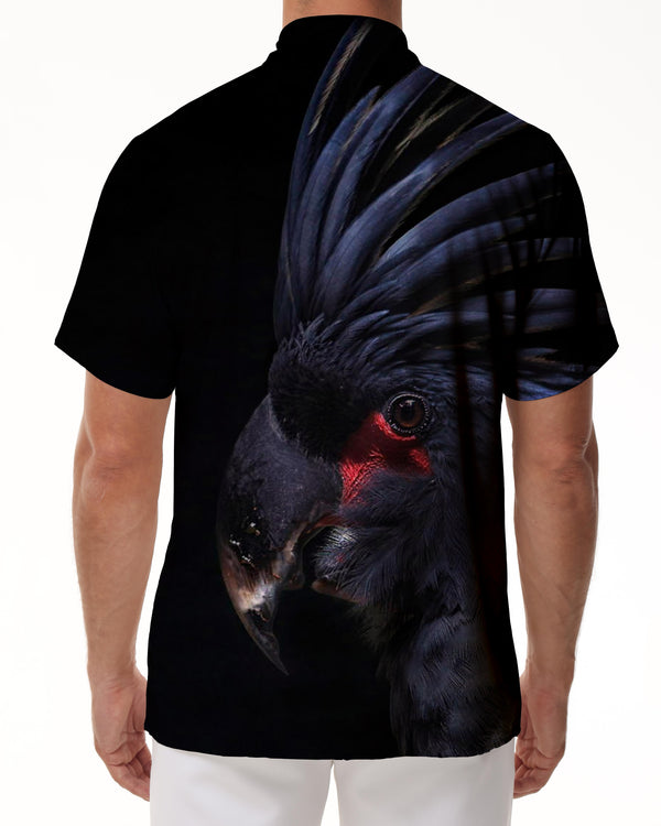 
Black elegant bird Hawaiian button lapel casual short sleeve fashion men's tropical rainforest four seasons beach seaside fashion suitable for summer breathable
                