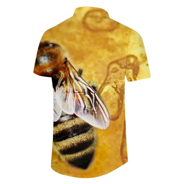 
Bee Print Men's Casual Short Sleeve Button Shirt Tops Beach Shirt Comfortable and Stylish
                
